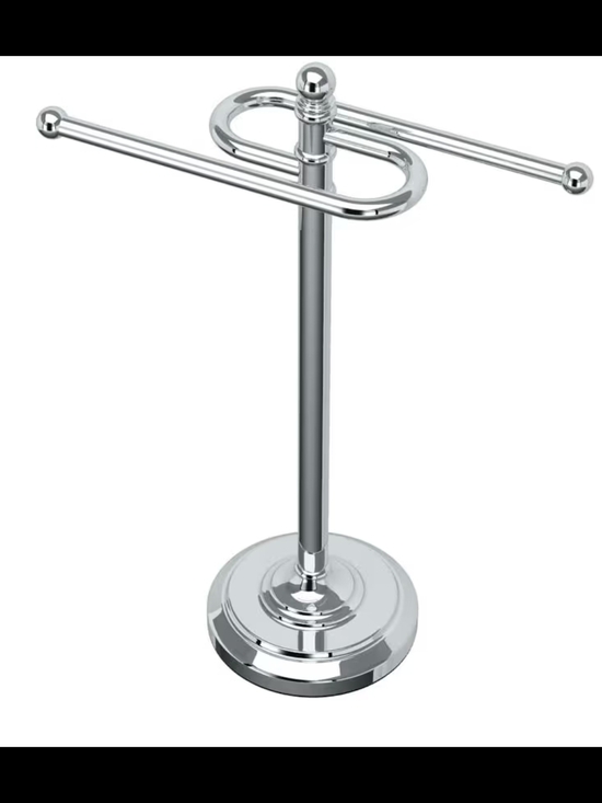 Other - Chrome Double Arm Towel Rack Stand - Polished Silver